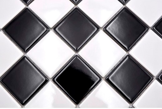 Piastrella di mosaico per cucina Scacchiera nera bianca lucida MOS16-CD200_f