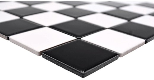 Piastrella di mosaico per cucina Scacchiera nera bianca lucida MOS16-CD200_f