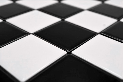 Piastrella di mosaico per cucina Scacchiera nera bianca lucida MOS16-CD200_f