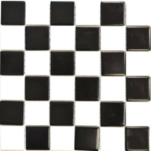 Piastrella a mosaico in ceramica bianca nera opaca a scacchiera MOS16-CD202_f