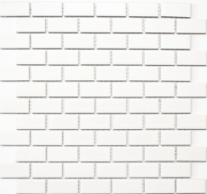 Rivestimento per vasca a mosaico in ceramica mattone bianco opaco MOS24-03WM_f