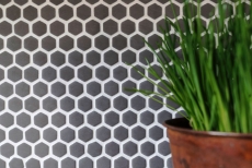 Piastrella di mosaico ECO GLAS Esagono Smalto grigio-marrone opaco MOS140-HX15G_f | 10 tappetini di mosaico