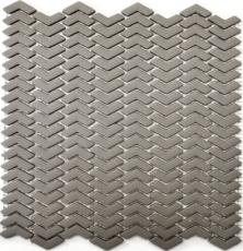 Piastrella di mosaico ECO GLAS a spina di pesce Smalto crema opaco MOS140-HB33C_f | 10 tappetini di mosaico