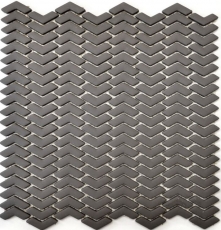 Piastrella a mosaico ECO GLAS smalto a spina di pesce grigio-marrone opaco MOS140-HB35G_f | 10 tappetini a mosaico