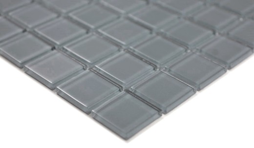 Piastrella di mosaico Mosaico di vetro traslucido Cristallo grigio BAGNO WC Cucina MURO MOS63-0202_f | 10 tappetini di mosaico