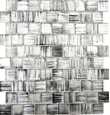Piastrella di mosaico Mosaico di vetro Cristallo smerigliato nero chiaro opaco smerigliato MOS68-CF41_f | 10 tappetini di mosaico