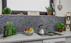 Piastrella di mosaico Traslucido nero argento Mosaico di vetro Cristallo EP nero argento MOS92-1099_f | 10 tappetini di mosaico