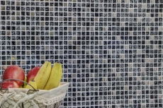 Piastrella di mosaico Traslucido nero argento Mosaico di vetro Cristallo EP nero argento MOS92-1099_f | 10 tappetini di mosaico