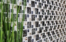 Piastrella di mosaico Traslucido nero argento Mosaico di vetro combinato Cristallo EP nero chiaro argento MOS88-k1499_f | 10 tappetini di mosaico