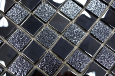 Piastrella di mosaico Nero traslucido Mosaico di vetro Cristallo nero MOS88-8LU89_f | 10 tappetini di mosaico