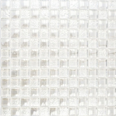 Mosaico bianco traslucido Mosaico di vetro Crystal lustre bianco MOS88-8LU90_f | 10 tessere di mosaico
