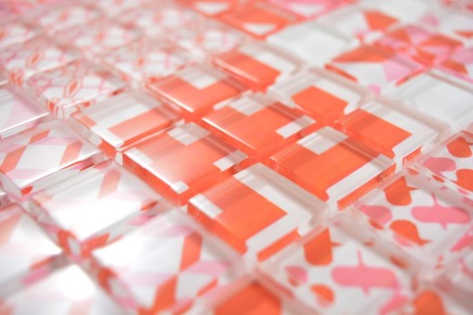 Piastrella di mosaico vintage retrò traslucido rosso mosaico di vetro Crystal Design rosso MOS88-Retro-37_f | 10 tappetini di mosaico