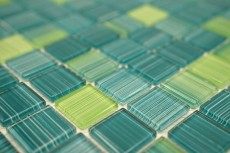 Piastrella di mosaico Mosaico di vetro verde traslucido Verde cristallo MOS64-0509_f | 10 tappetini di mosaico