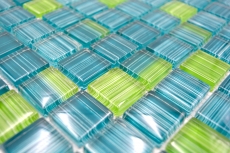 Piastrella di mosaico Mosaico di vetro verde traslucido Verde cristallo MOS74-0509_f | 10 tappetini di mosaico