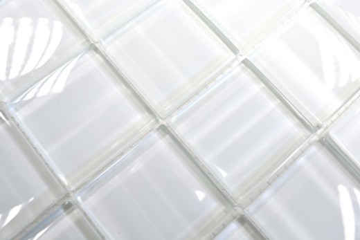Mosaico bianco traslucido Mosaico di vetro Cristallo ologramma Codice a barre bianco MOS110-0104_f | 10 tappetini a mosaico
