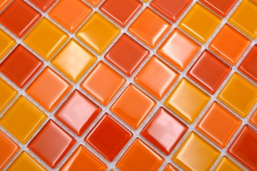 Mosaico traslucido giallo arancio rosso Mosaico di vetro cristallo giallo arancio rosso MOS62-0802_f | 10 tappetini per mosaico