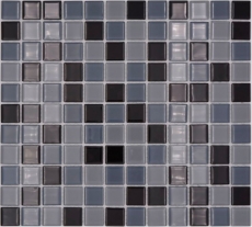 Piastrella di mosaico Nero traslucido Mosaico di vetro Nero cristallo BAGNO WC Cucina Muro MOS62-0208_f | 10 tappetini di mosaico