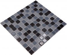 Piastrella di mosaico Nero traslucido Mosaico di vetro Nero cristallo BAGNO WC Cucina Muro MOS62-0208_f | 10 tappetini di mosaico
