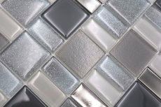 Piastrella a mosaico traslucida combinazione fumo iridescente MOS68-0216F_f | 10 tappetini a mosaico