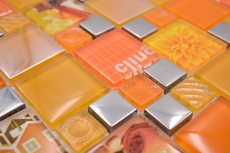 Trasparente cristallo mosaico vetro mosaico argento arancione muro piastrelle backsplash cucina doccia bagno_f | 10 mosaico tappetini