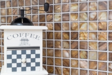 Conchiglia mosaico madreperla beige marrone piastrellato parete cucina MOS150-SM2569_f