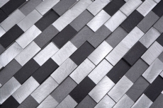 Mosaico parete posteriore alluminio mattone 3D alu argento nero MOS49-0208_f