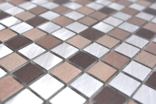 Alzatina a mosaico alluminio beige marrone alluminio rame alzatina piastrellata cucina MOS49-A971_f