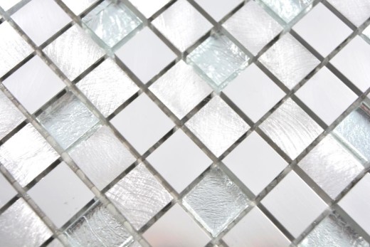 Mosaico parete posteriore alluminio alluminio vetro mosaico argento MOS49-A309F_f