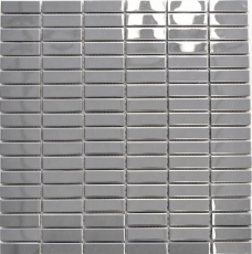 Mosaico acciaio inox argento rettangolo acciaio argento lucido alzatina cucina MOS129-0215_f