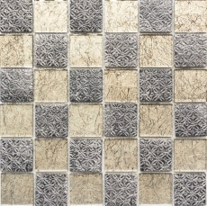 Pannello posteriore a mosaico Mosaico di vetro traslucido nero champagne Aspetto resina cristallo MOS78B-0702_f
