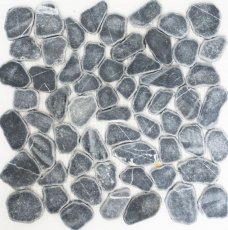 Piastrella di mosaico fiume ciottolo pietra taglio nero MOS30-0302_f