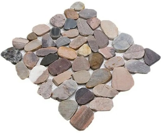 Piastrella di mosaico fiume ciottolo pietra ciottolo taglio beige grigio rosso MOS30-0204_f