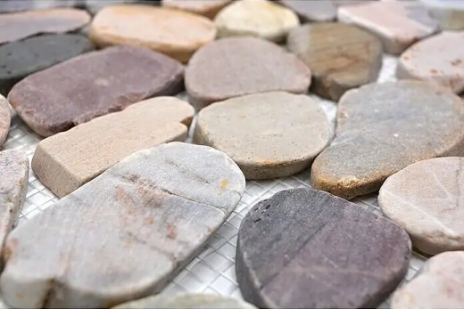 Piastrella di mosaico fiume ciottolo pietra ciottolo taglio beige grigio rosso MOS30-0204_f