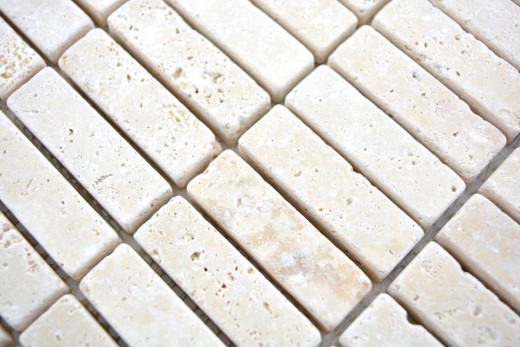 Piastrella a mosaico Travertino pietra naturale beige Chiaro Travertino antico MOS43-46158_f
