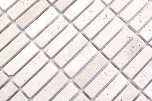 Piastrella a mosaico Travertino pietra naturale beige Chiaro Travertino antico MOS43-46158_f