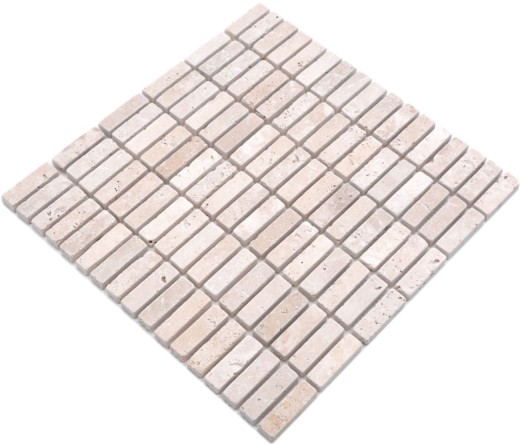 Piastrella a mosaico Travertino pietra naturale beige Chiaro Travertino antico MOS43-46158_f