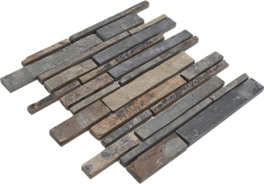 Piastrella a mosaico ardesia pietra naturale mattone ruggine ardesia rivestimento rustico cucina piastrella MOS34-2525_f