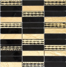 Piastrella di mosaico marmo pietra naturale rettangolo pietra scultura oro nero MOS40-STN79_f