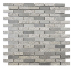 Piastrella di mosaico Marmo pietra naturale grigio Mattone pietra Incisione cemento MOS40-B49_f