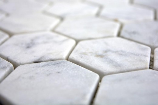 Piastrella a mosaico marmo pietra naturale Esagono marmo bianco aspetto Carrara MOS44-0103_f