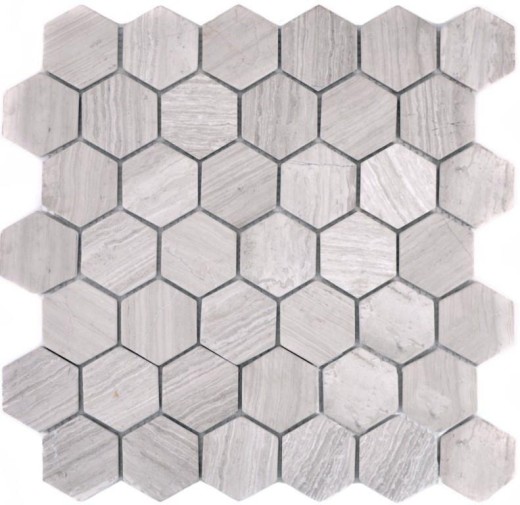 Piastrella di mosaico marmo pietra naturale esagono marmo grigio righe MOS44-1205_f