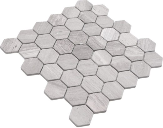 Piastrella di mosaico marmo pietra naturale esagono marmo grigio righe MOS44-1205_f