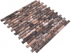 Piastrella di mosaico in marmo pietra naturale Brick Impala marrone fiammato MOS40-1304_f