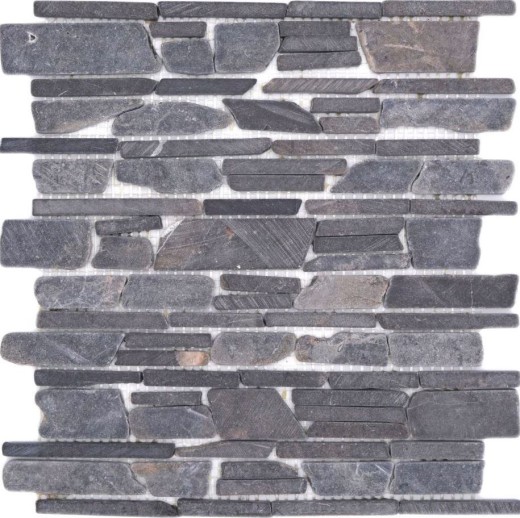 Piastrella di mosaico in marmo pietra naturale grigio antracite mosaico di mattoni Neromarquina MOS40-0210_f
