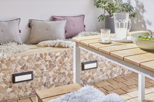 Piastrella di mosaico in marmo pietra naturale beige rosso cava Ciot RossoCream MOS44-30-130_f