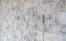 Mosaico in pietra Travertino pietra naturale bianco grigio Mattone Splitface argento Travertino 3D MOS43-47248_f