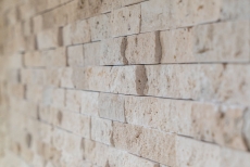 Piastrella a mosaico Travertino pietra naturale beige Brick Splitface Chiaro Travertino 3D MOS43-46248_f