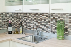 Piastrella di mosaico Composito traslucido Alluminio beige marrone argento nero Rettangolo Mosaico di vetro Cristallo Pietra artificiale Alu EP beige marrone MOS87-SM48_f