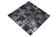 Piastrella di mosaico traslucido composito nero combinazione di vetro mosaico Cristallo artificiale nero MOS88-K989_f
