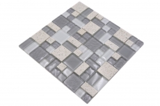 Piastrella di mosaico Composito traslucido bianco Combinazione di mosaico di vetro Cristallo artificiale bianco MOS88-K990_f